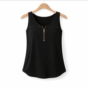 Express Black Baddie Gold Zip Mobwife Dark Academia GothChic Tank Sz Sm